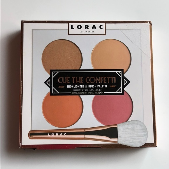 NIB LORAC Cue the Confetti Blush and Highlighter Palette with Brush - Picture 3 of 4